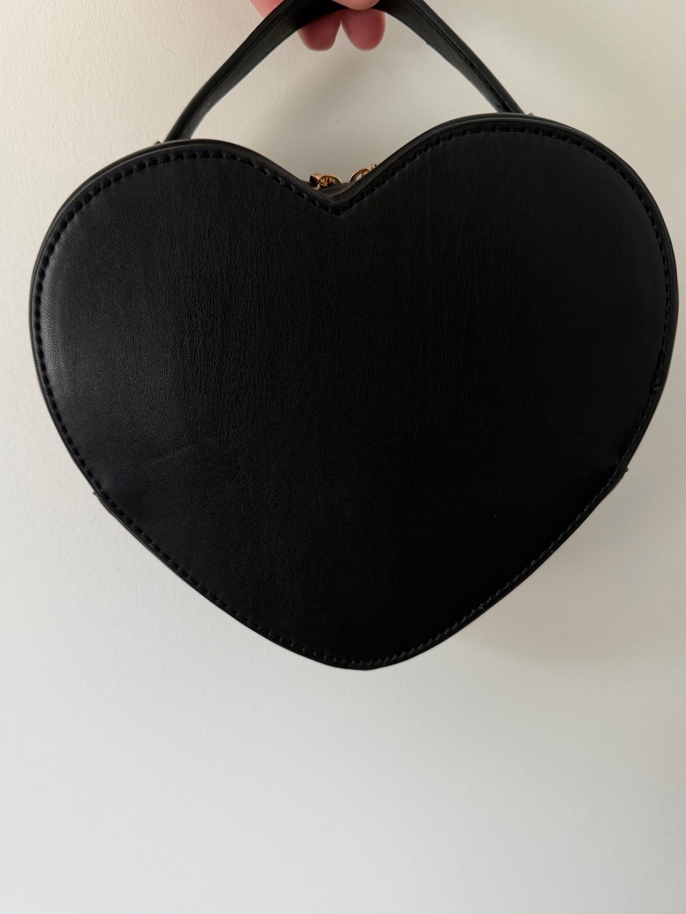 Minimalist Black Heart Mini Bag with Top Handle